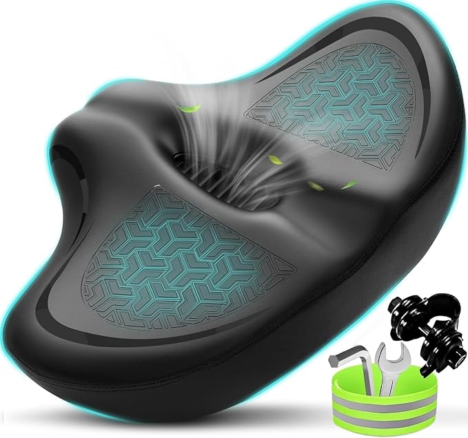 Noseless Bike Seat Cushion for Men & Women - Extra Padding & Comfort Wide Bicycle Seat, Oversized Comfortable Saddle for Peloton Bikes, Exercise Bikes, Electric Bikes, Cruiser Bikes by Moreergonomicoversizedbikeseat