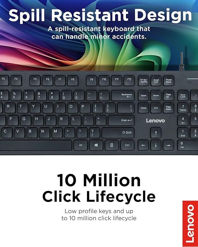 Lenovo 305 Wired USB-C Keyboard with Numeric Keypad, Full Size Keyboard, Slim Design, Black, USB-C Connectivity, Dedicated Function & AI Keys, for Gaming PC, Laptop, Desktop, Tablet, Home Office - Image 5