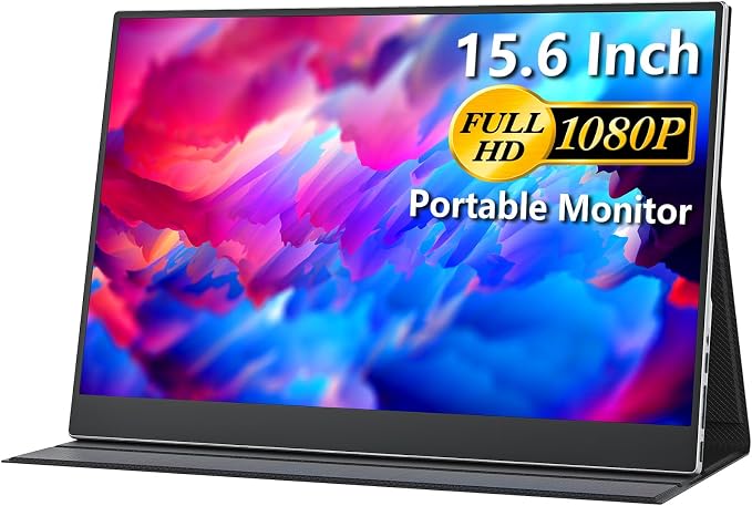 cocopar Portable Monitor 15.6 Inch 1080P FHD 60Hz 85% sRGB Travel Monitor with Speaker HDMI USB-C Second Screen for Laptop MacBook Surface PC Xbox PS4/5, VESA Mountable, with Full Cover Stand by cocopar