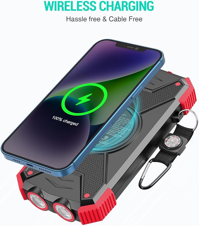 BLAVOR Solar Power Bank 10,000mAh, Portable Wireless Charger, 20W Fast Charging External Battery Pack with USB C for Cell Phones, Solar Panel Charging with Dual Flashlight for Camping - Image 2
