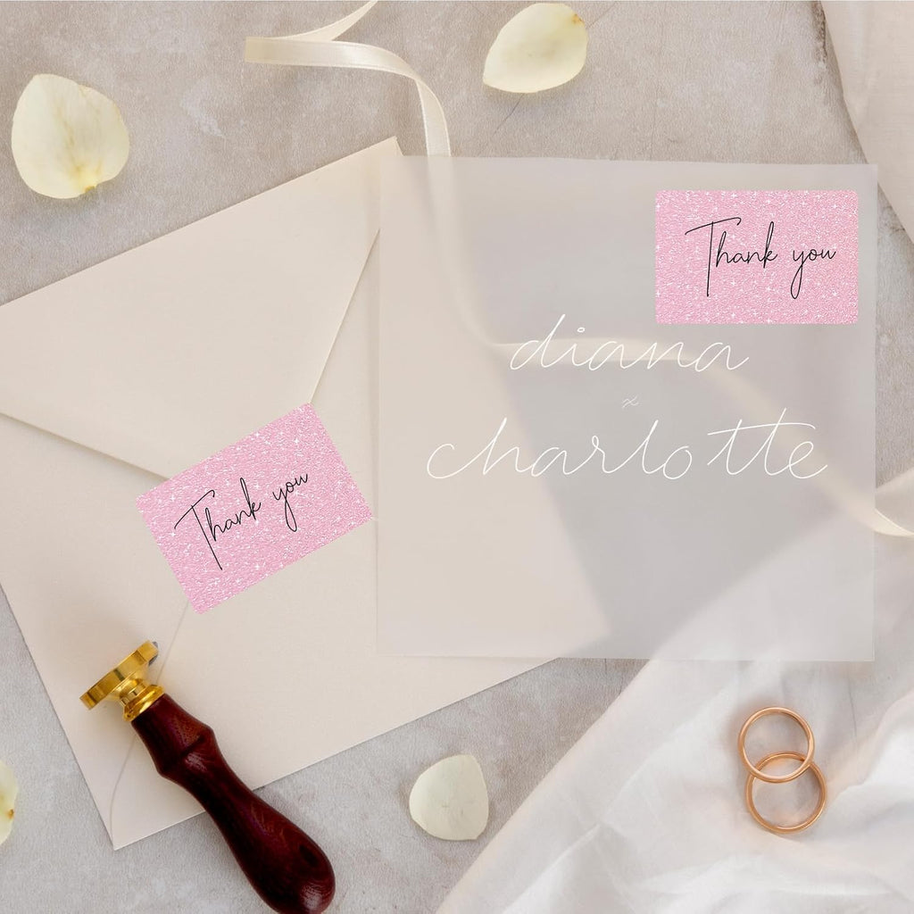 3" x 2" Holographic Pink Thermal Labels, Pastel Pink Glitter Thermal Stickers, 200/Roll - Image 3