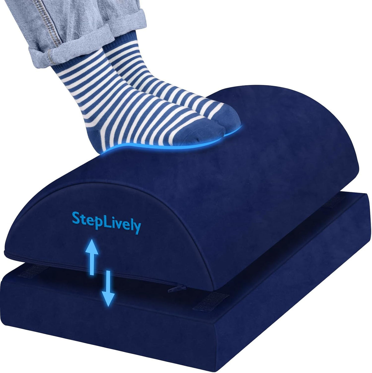 Foot Rest for Under Desk at Work, 2 Heights Foot Stool, Blue by StepLively