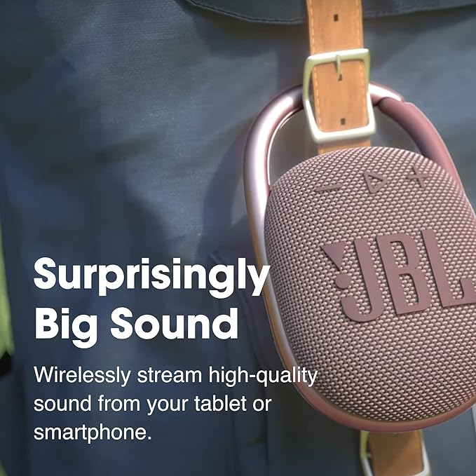 JBL Clip 4, Yellow - Portable Bluetooth 5.1 Speaker - Up to 10 Hours of Play - Waterproof & Dust Resistant - Includes Noise & Echo-Canceling Speakerphone - Image 2