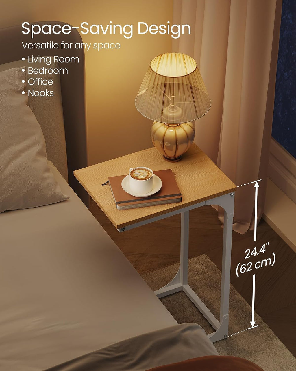 VASAGLE C-Shaped End Table, Small Sofa Side Table with Metal Frame - Image 3