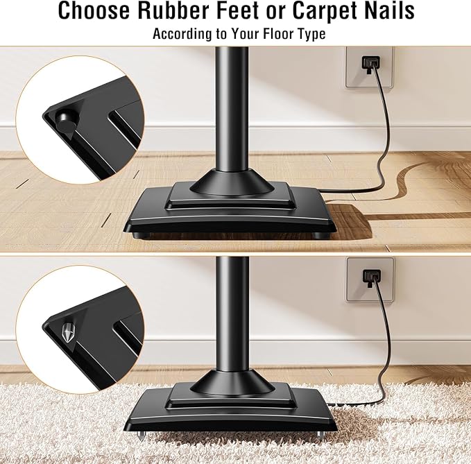 Speaker Stands Pair, 34"-43.3" Height Adjustable, Max 11 lbs, Cable Conceal | Speaker Stand for Surround Sound, Sturdy Spring-Loaded Floor Standing for Satellite Rear Bookshelf Speaker - Image 5