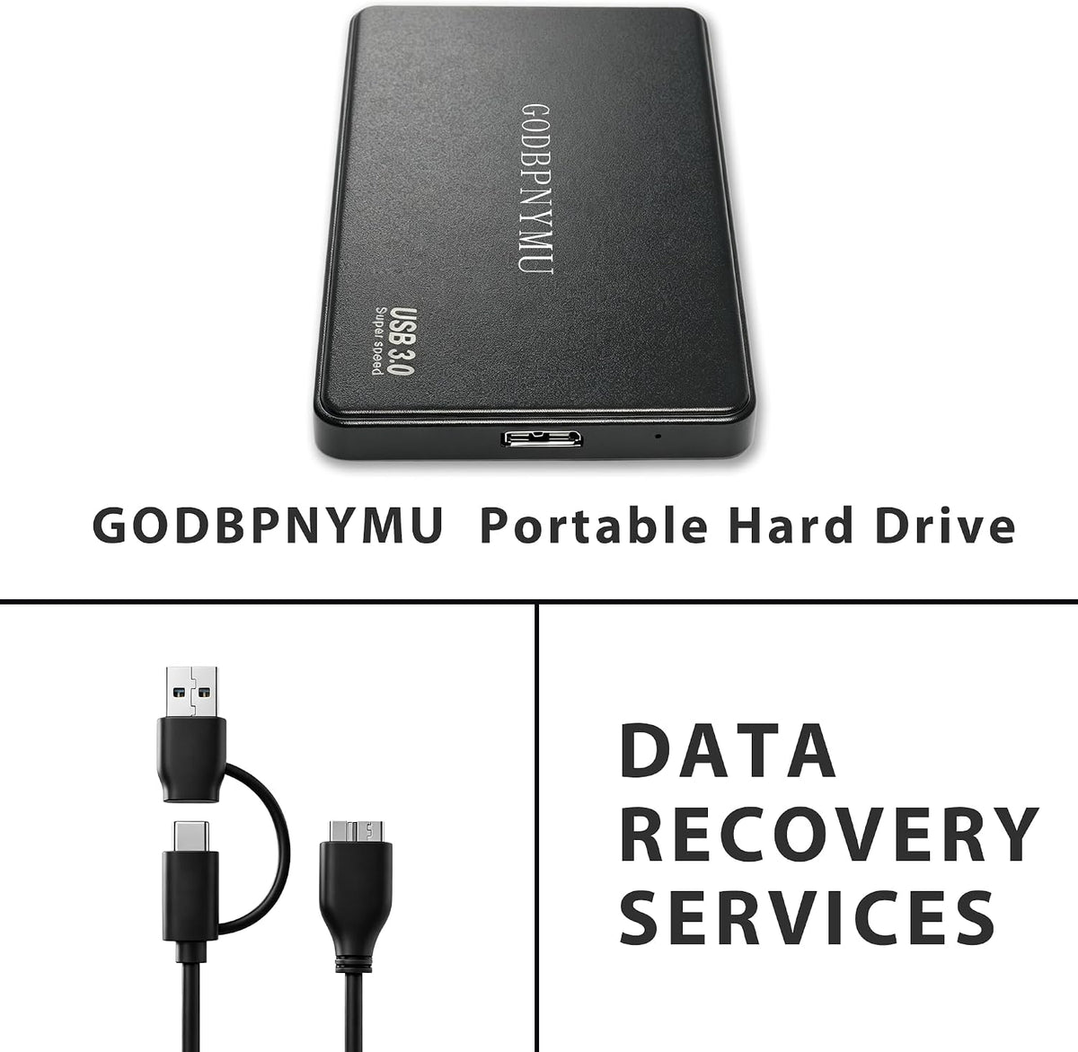 500GB External Hard Drive,Compact Portable Hard,USB 3.0/USB C - Image 2