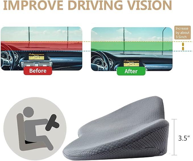Livtribe Car Seat Cushion - Memory Foam Car Seat Pad - Sciatica & Lower Back Pain Relief - Car Seat Cushions for Driving - Road Trip Essentials for Drivers(Gray) - Image 5