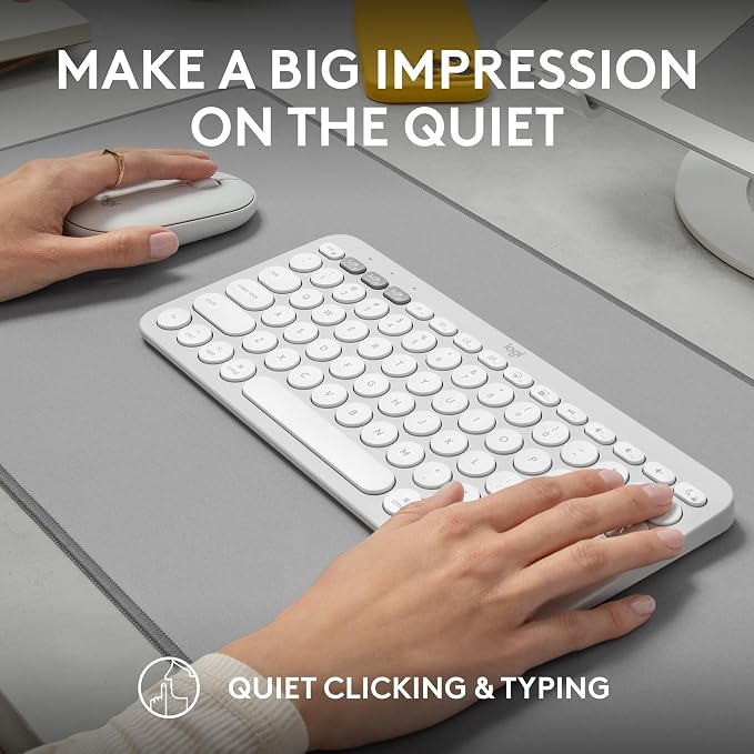Logitech Pebble 2 Combo Mac Wireless Keyboard and Mouse - Tonal White | Slim, quiet, portable, customizable, Easy-Switch, for iPadOS - Image 8