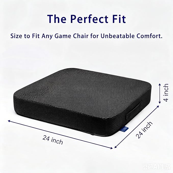 Ifoam Gel Infused Memory Foam Layer Wheelchair Cushion - Seat Cushion for Wheelchair-Office Chair, Kitchen Chair-Pressure Sore and Tailbone Pain Relief-High Dense Polyfoam Base (Black, 24×24×4 inch) - Image 2