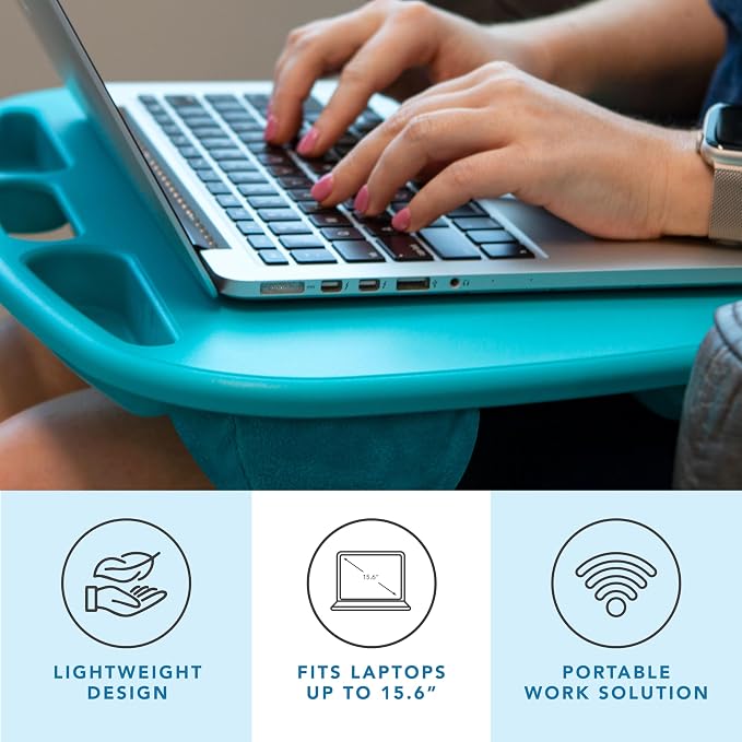 LAPGEAR MyDesk Lap Desk – Turquoise, Fits 15.6” Laptops - Image 2