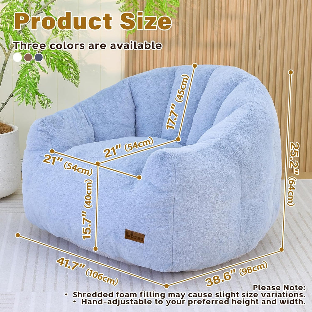Giant Bean Bag Chair for Adults, Teens and Kids, Cozy Fluffy Corduroy Beanbag Chair with Filler, Large Floor Lounge Sofa for Living Room, Bedroom, Dorm, Gaming and Reading(L-Light Blue) - Image 2