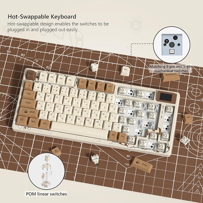 Womier SK80 Retro 75% Keyboard with Color Multimedia Display Gaming Keyboard - Image 5