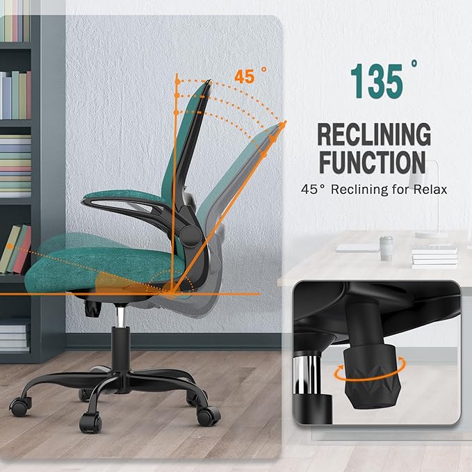 Ergonomic Office Chair w/Adjustable Lumbar, Flip Armrest, 135° Recline | Supports 300 lbs · Seat 19.48"–23.4" · Breathable mesh · 20–30 min assembly · 5-year warranty - Image 6