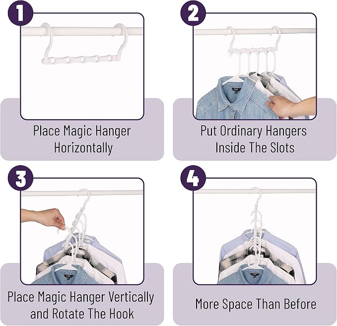 Mr. Pen- Bulk Space Saving Hangers for Clothes, 24 pcs, 5 Slots, Plastic | Collapsible Hangers with 360° Swivel Hook, Hanger Hooks Space Saver for Closet Organizers and Storage, Dorm Room Essentials - Image 5