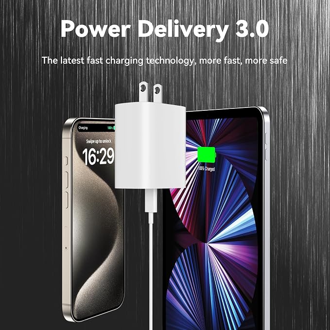 iPhone 17 16 15 Charger Fast Charging, 3.3FT iPhone 17 Pro Max Charging Cable(65W/3A) USB C Cord with 20W PD Fast iPhone 17 Pro Max Chargers Block for iPhone 17/17 Pro Max/17 Air/16/15 Series, iPad - Image 3