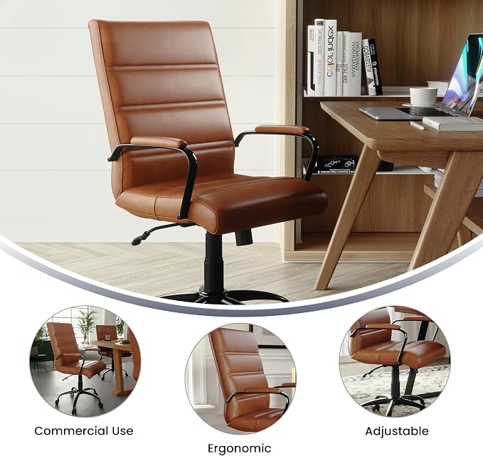 Flash Furniture Mid-Back LeatherSoft Executive Office Chair, Brown/Black | 360° Swivel, Height Adjustable, Commercial Grade - Image 5