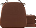 Battilo Chair Cushions for Dining Chairs with Ties, Kitchen Chair Pad with Non-Slip Backing and Removable Cover, Indoor/Outdoor Dining Seat Cushion, 16"x16"x2", Set of 4, Brown by BATTILOHOME