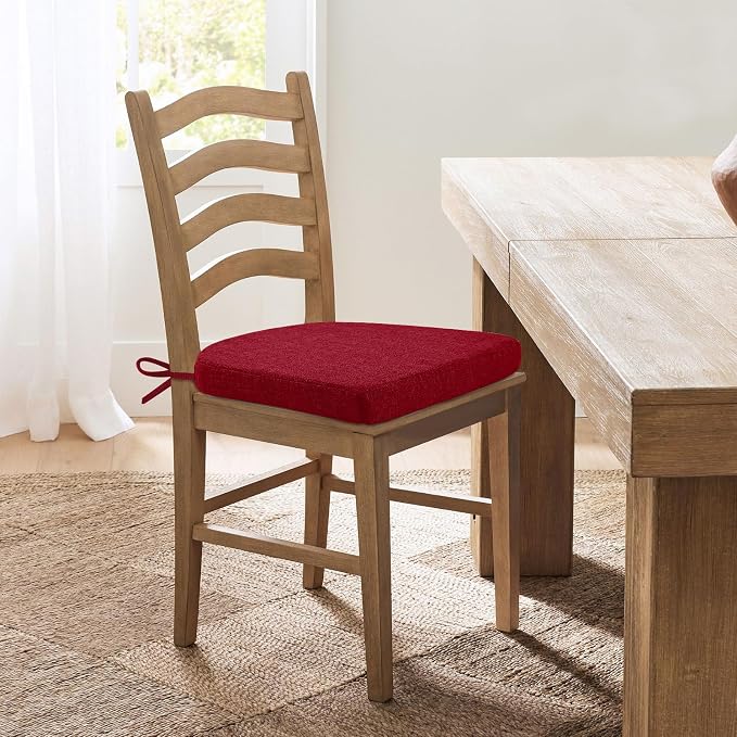 Chair Cushions for Dining Chairs, Non Slip Chair Pads with Ties and Washable Covers, Memory Foam Kitchen Chair Cushions Set of 4, 16"X16"X2.5", Red - Image 7