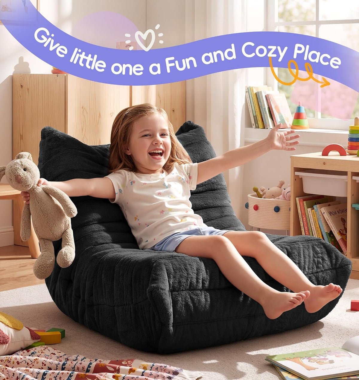 Hobestluk Small Bean Bag Chair Fireside Floor Chair BeanBag Couch Togo Sofa - Image 9