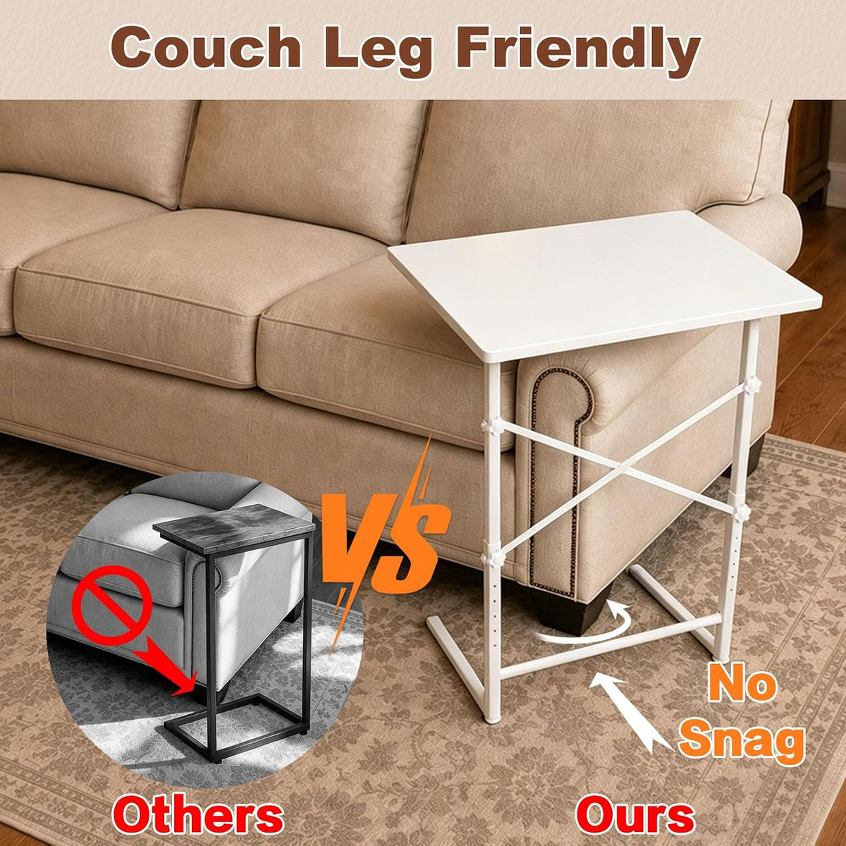 TV Trays Table Couch Desk, Overbed Bedside Tables Adjustable Height - Image 4