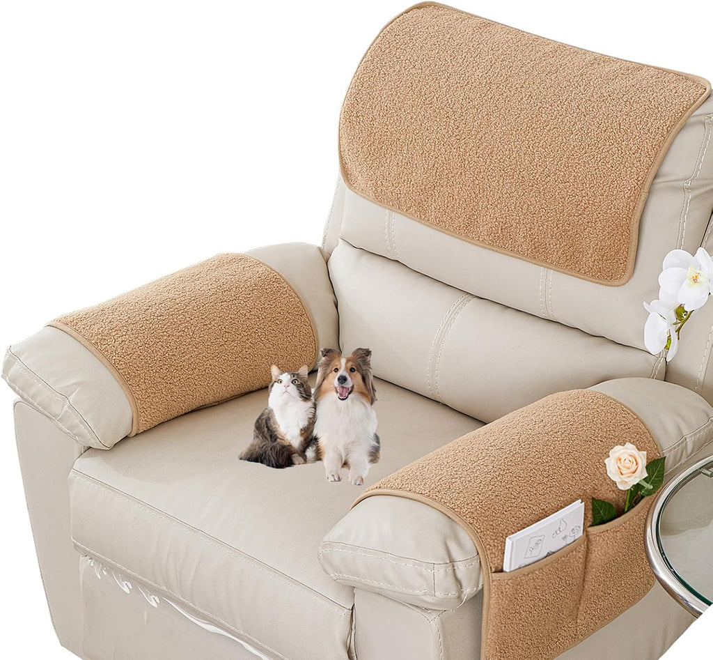 Armrest Covers for Recliner set of 3 Couch Arm Covers with Pockets for Sofa by Obliqwin