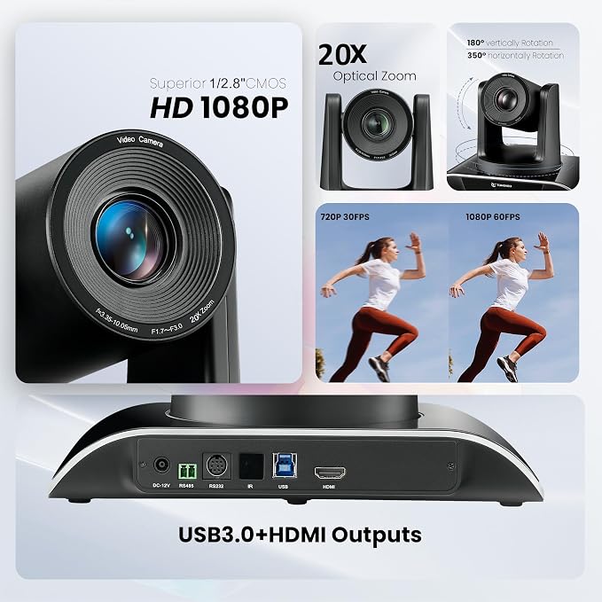 20x Zoom Conference Room Camera System TONGVEO All-in-1 Video and Audio Conferencing System 20X Optical Zoom USB3.0 HDMI PTZ Camera and Conference speaker with microphone Bundle for large Meeting Room - Image 6