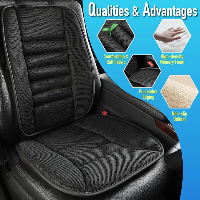 Lofty Aim Car Seat Cushion with Back Support Pillow, Driver Seat Cushion | Lumbar Support & Seat Cushion, Memory Foam Seat Cushion for Pain Relief, Butt Pillow for Car, Breathable 4D Mesh Black - Image 4