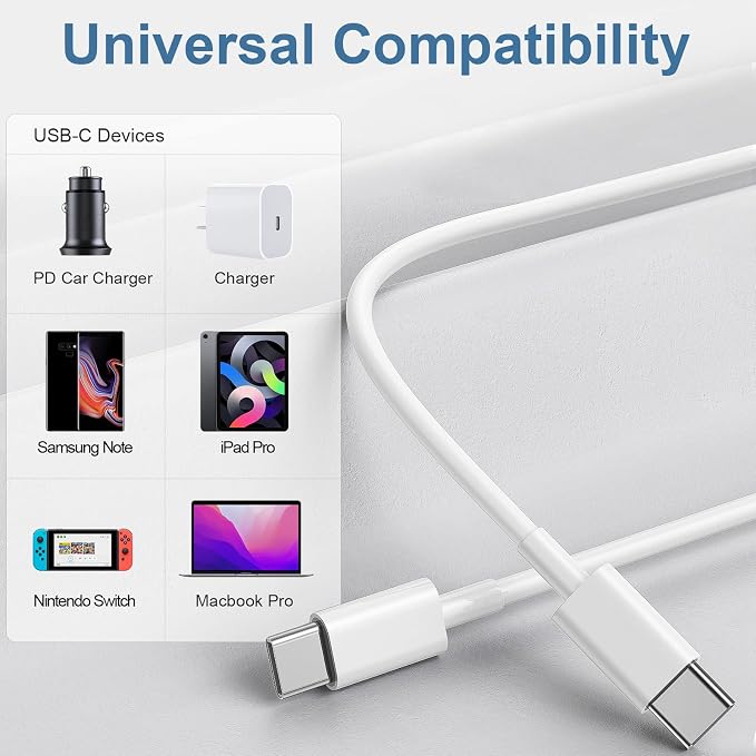 USB C to USB C Charging Cable for Apple, 3ft 60W 3Pack, USBC/Type C to Type C Fast Charger Cord Compatible for iPhone 17/17 Pro Max/17 Air, iPhone 16/16 Pro/16 Pro Max, iPad Pro/Air 5, MacBook | USBC to USBC Cable, 60W Fast Charging Type C Cords for iP... - Image 6