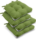 downluxe Indoor Chair Cushions for Dining Chairs, Tufted Overstuffed Textured Kitchen Chair Pads with Ties and Non-Slip Backing, 15.5" x 15.5" x 4", Grass Green, 4 Pack by Downluxe