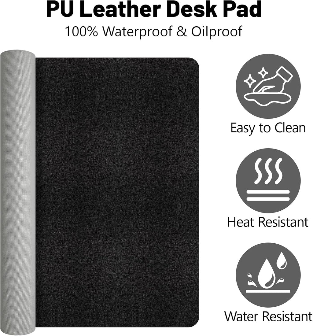 Leather Desk Pad Mat, Large Black Desk Mat, 47.2" x 16.9" - Image 2
