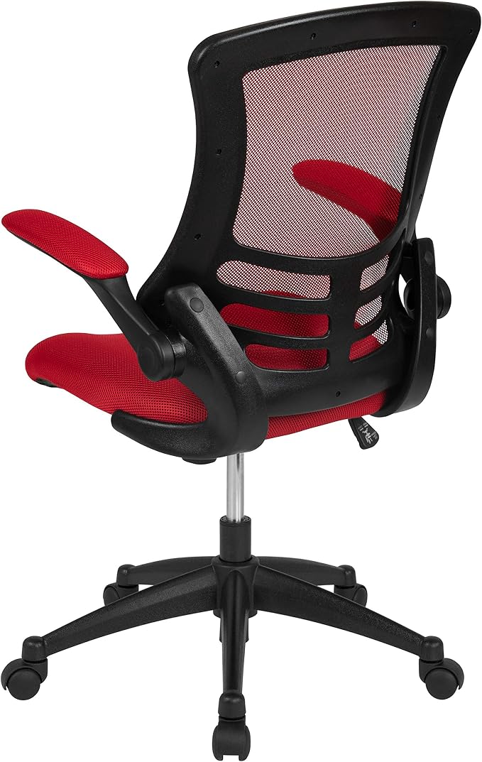 Flash Furniture Mesh Swivel Ergonomic Office Chair with Flip-Up Arms, Red | Mid-Back, Mesh Back - Image 9