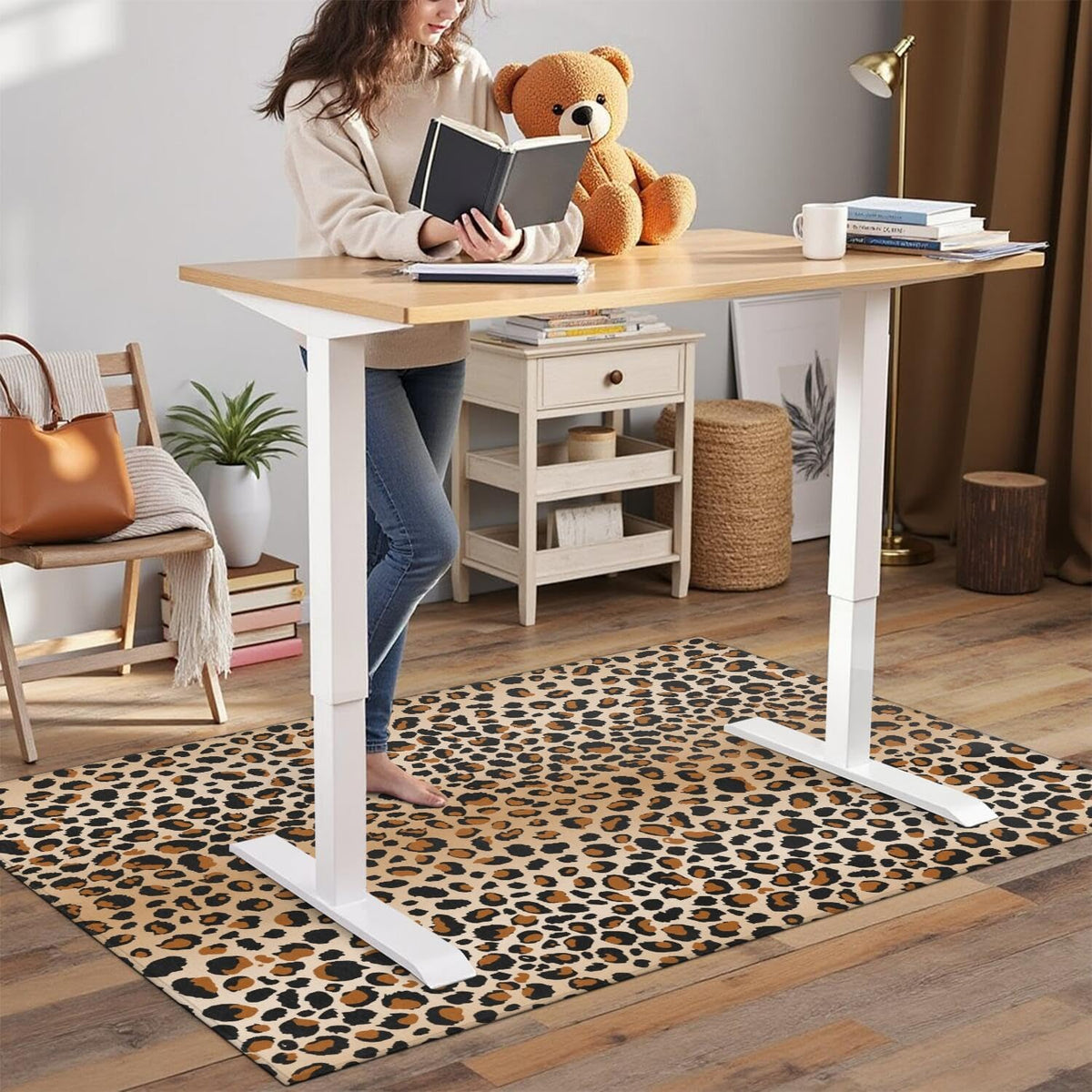 Office Chair Mat for Carpet Hardwood Tile Floor,36"x48" Computer Chair Mat for Rolling Chairs Carpet, Under Desk Non Slip Gaming Rug, Low-Pile Rubber Backing Large Protector Mat,Leopard Cheetah - Image 4