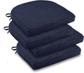downluxe Indoor Chair Cushions for Dining Chairs, Soft and Comfortable Textured Foam Kitchen Chair Pads with Ties and Non-Slip Backing, 16" x 16" x 2", Navy, 4 Pack by Downluxe