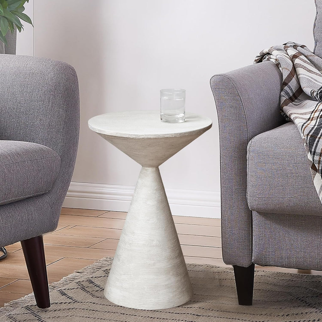 COVLON Small Drink Table, Round Martini Table, Drum End Table Side Table, Metal Accent Table,for Small Space Living Room, Bedroom, Dirt by COVLON