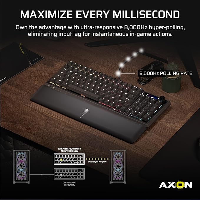 Corsair Vanguard 96 Wired Mechanical Gaming Keyboard – 96% Layout, MLX Plasma Linear Switches, 8000Hz Polling, LCD Display, Virtual Stream Deck, G-Keys, SOCD Flashtap, QWERTY US – Black - Image 3
