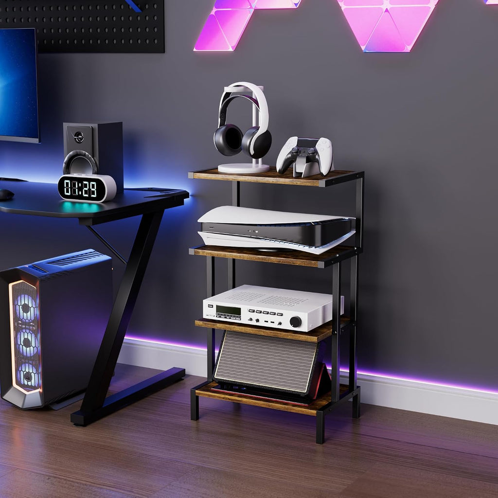 Game Console Stands, 4-Tier AV Media Shelf, Stereo Stand by Aquzee