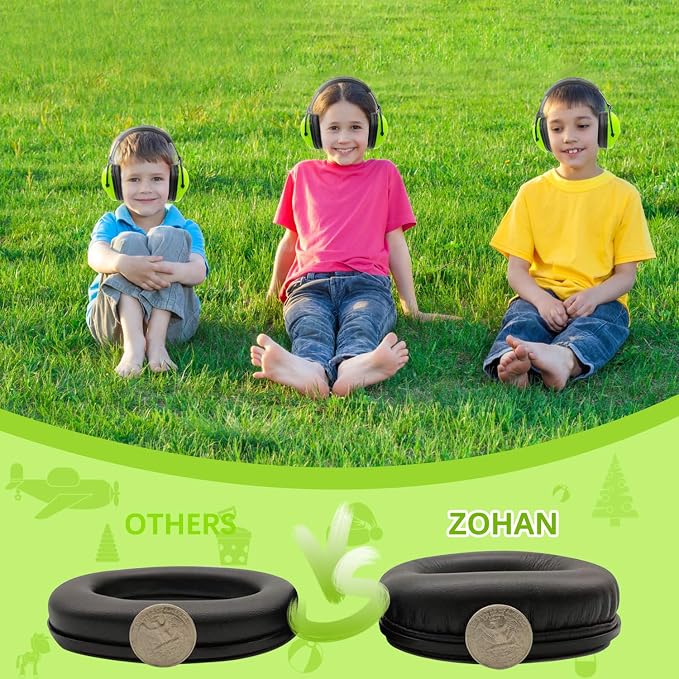ZOHAN Kids Ear Protection 3 Pack, 25dB NRR Noise Cancelling Headphones for Kids, with Pillowy Pads, for Monster Truck, School, Autism, Sensory, Fireworks, Concerts, Events (Green*3) - Image 4