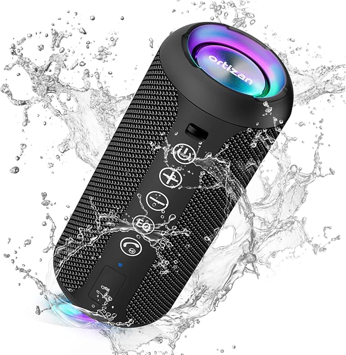 Ortizan X10 Portable Bluetooth Speaker (1st Gen), IPX7 Waterproof, Wireless | Big Sound and Deep Bass, TWS Pairing, 30Hrs of Playtime, for Home/Party/Outdoor/Beach, Birthday Gifts for Men Women - Black by Ortizan