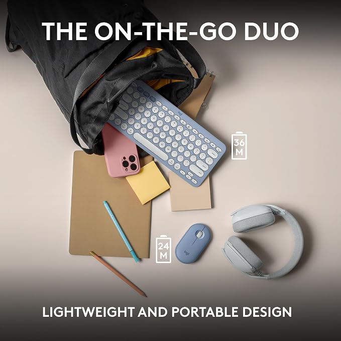 Logitech Pebble 2 Combo Mac Wireless Keyboard and Mouse - Tonal Blue | Slim, quiet, portable, customizable, Bluetooth, Easy-Switch, for Mac, macOS, iPadOS - Image 9
