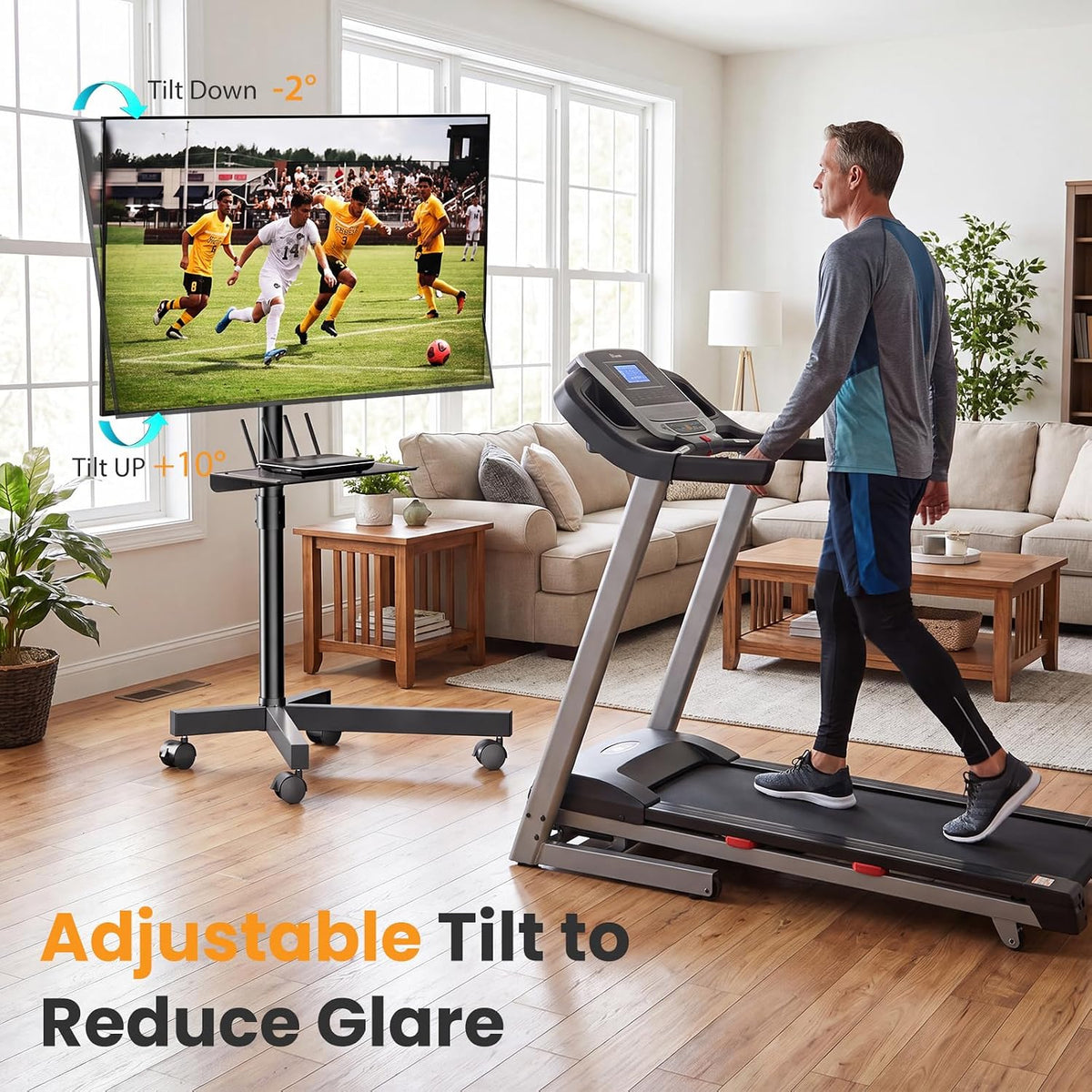 NEWBULIG Rolling TV Stand, Portable TV Cart with Wheels for 23-60 Inch - Image 4