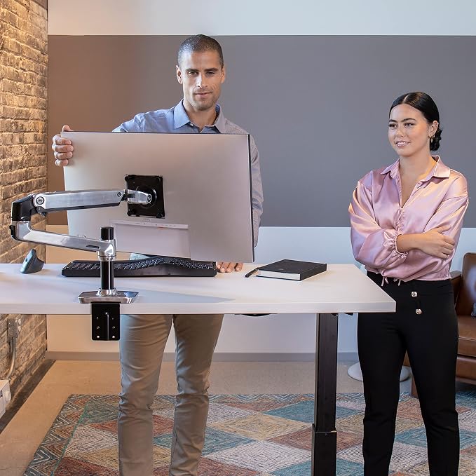 Ergotron – LX Monitor Arm, Single Monitor Desk Mount – fits Flat Curved Ultrawide Computer Monitors up to 34 Inches, 7 to 25 lbs, VESA 75x75mm or 100x100mm – Polished Aluminum - Image 5