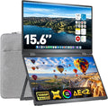 Upperizon Portable Monitor Foldable Dual Screen 15.6 inch FHD 107% sRGB IPS HDMI USB-C Travel Monitor for Laptop Mac PC Windows, DisplayLink Stacked Screen Extender with Kickstand, VESA Compatible by Upperizon