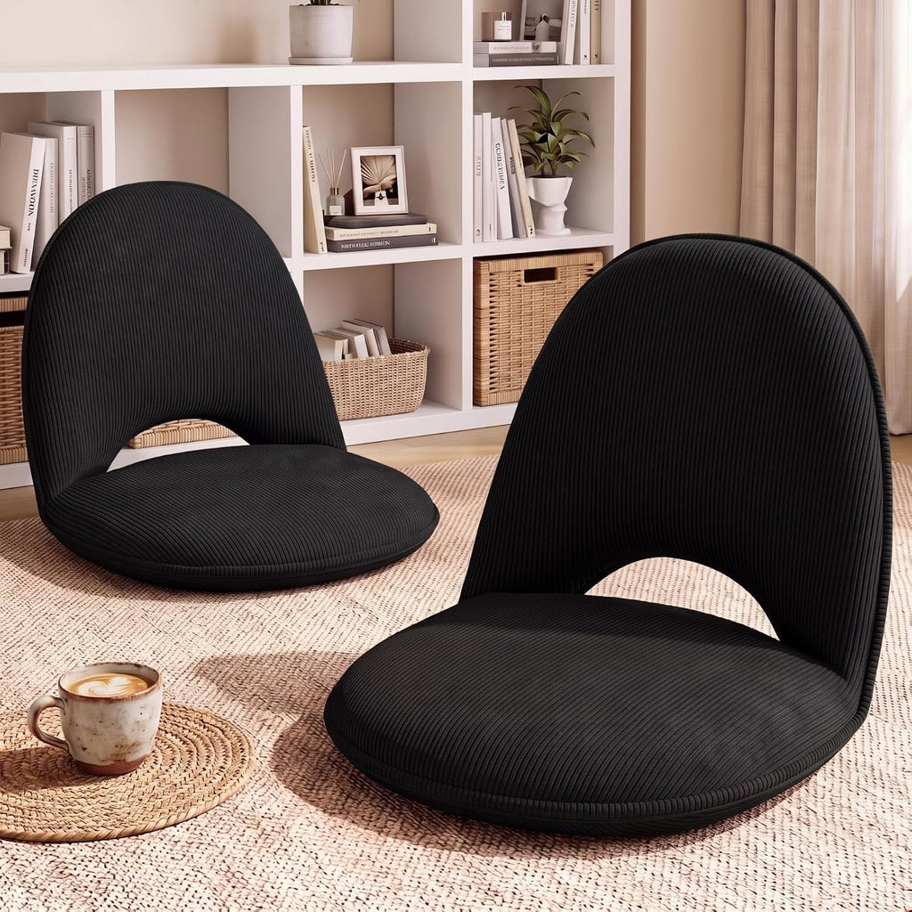 Xuhal 2 Pcs Floor Chair with Back Support, 5 Foldable Position, Black by Xuhal