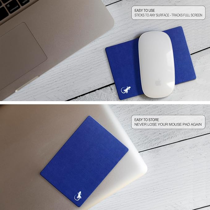 Mouse Pad Adhesive Bottom - Sticks to Any Surface - Portable - Webcam Covers and Screen Cleaner Included (Navy) - Image 2