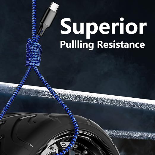 USB C to USB C Cable, 5 Pack Type C Fast Charger Cord (BlackBlue) | 3/3/6/6/10ft Nylon Braided Data Transfer Wire for iPhone 17/16/15 Plus/Pro Max iPad Air Ps5 Controller Samsung Galaxy - Image 5