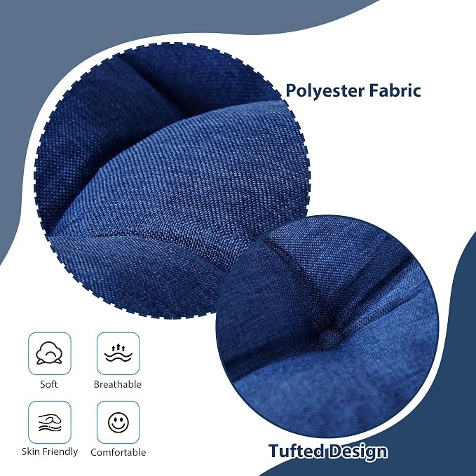 IASEAHK Chair Cushions for Dining Chairs, Seat Cushions for Kitchen Chairs, Indoor Seat Cushions with Ties, Tufted Foam Chair Pads, Non Slip Chair Cushions Set of 6, 15.5" x 15.5" x 4", Navy Blue - Image 3