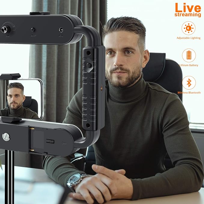GVM Great Video Maker LED Ring Light 5600K Selfie Light, Smartphone Video Rig & Phone Video Stabilizer for Camera, Smartphone, Makeup, YouTube Setup, Self-Portrait Shooting with Bluetooth - Image 13