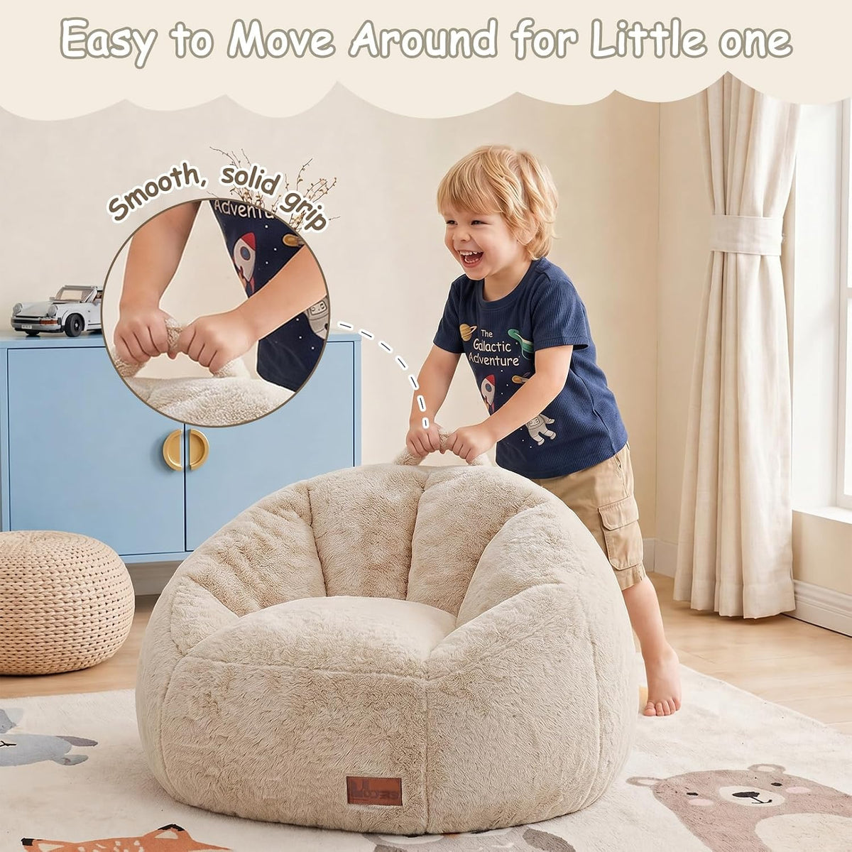 Bean Bag Chair for Kids, Cozy Fluffy Beanbag Chairs with Filler for Teens and Kids, Floor Lazy Sofa for Living Room, Gaming & Reading(S-Champagne) - Image 8