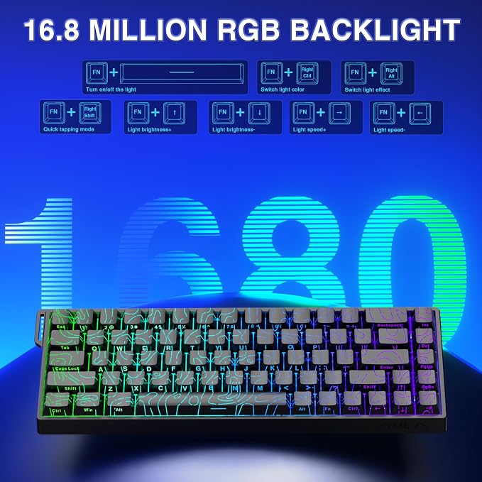 AULA WIN68 HE Mechanical Gaming Keyboard 60%, Hall Effect Magnetic Switch, Fast Trigger Mode Adjustable Actuation, 8000Hz Polling Rate, RGB Backlit, Small Wired Keyboard for Laptop/PC Gamer - Image 6