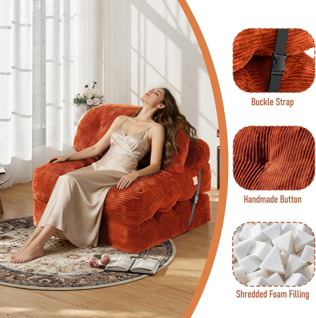 Folding Sofa Bed, Convertible Sleeper Chair with Back Support and Pillow - Image 5